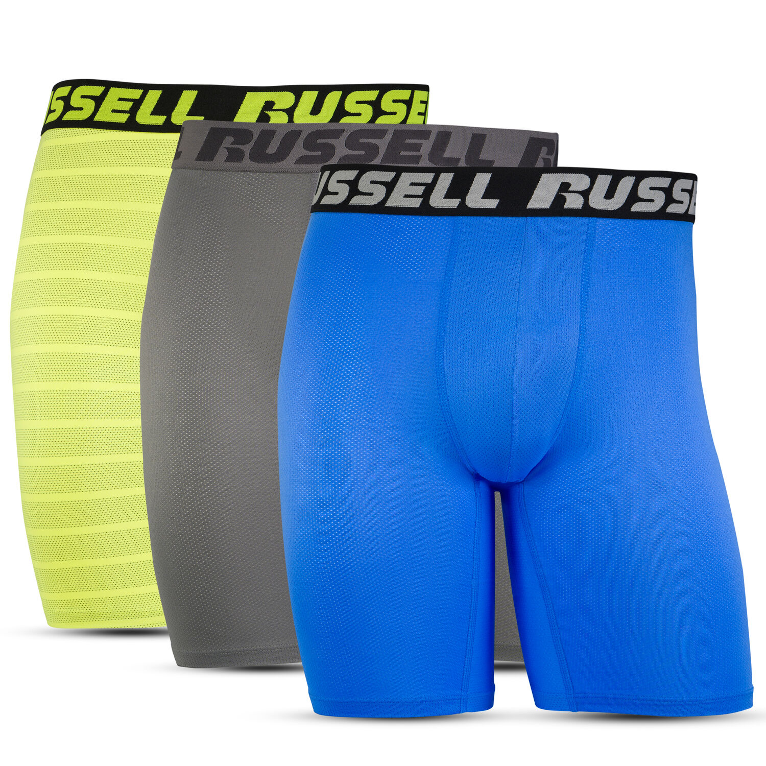 Russell Athletic Men's Boxer Briefs 12-Pack Long Leg Performance CoolForce