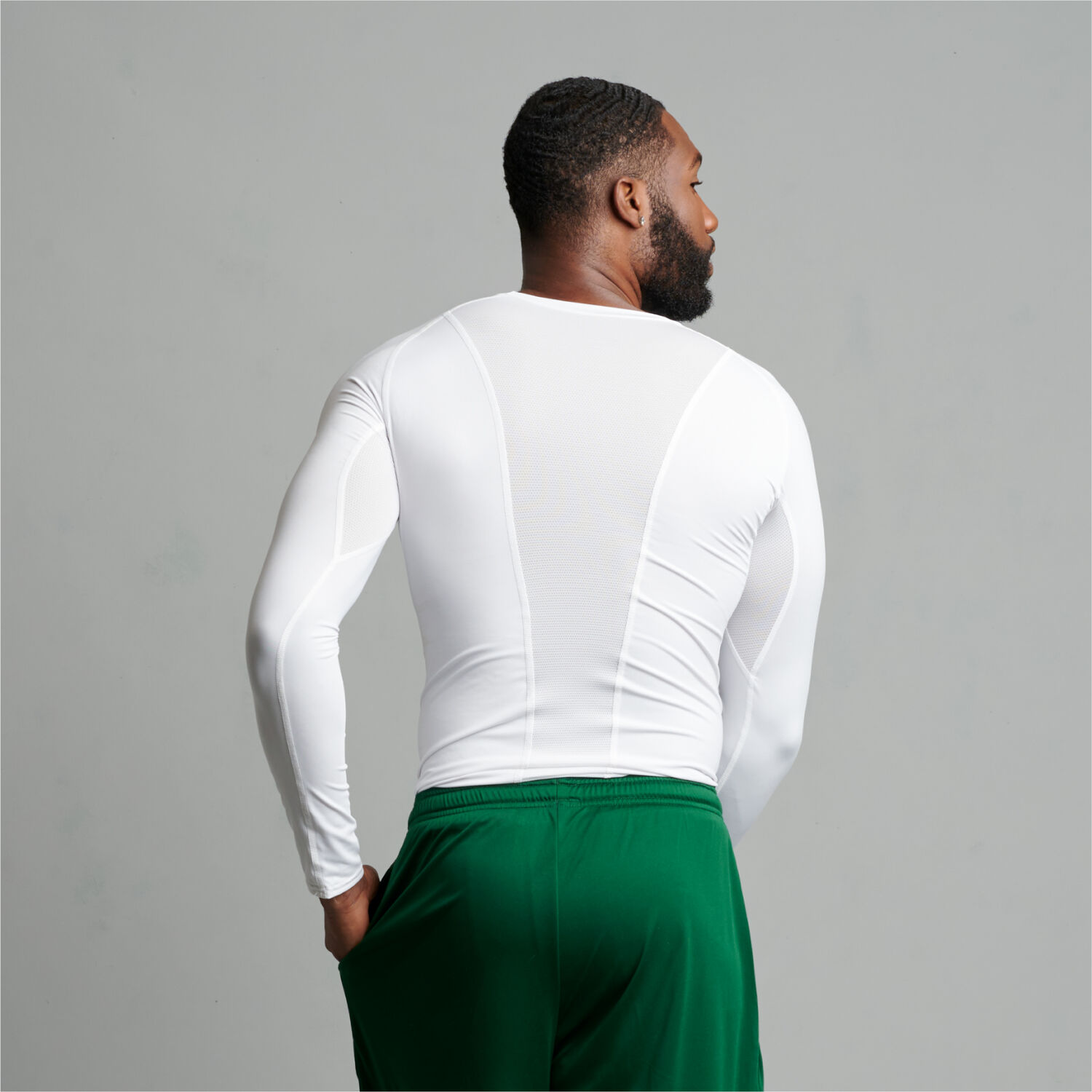 Men T Shirts Compression Long Sleeve Base Layer Under Gear T Shirt White  XXXL 
