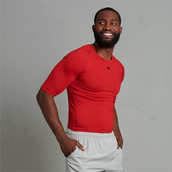 Russell R21CPM Coolcore Half Sleeve Compression Tee - True Red, S